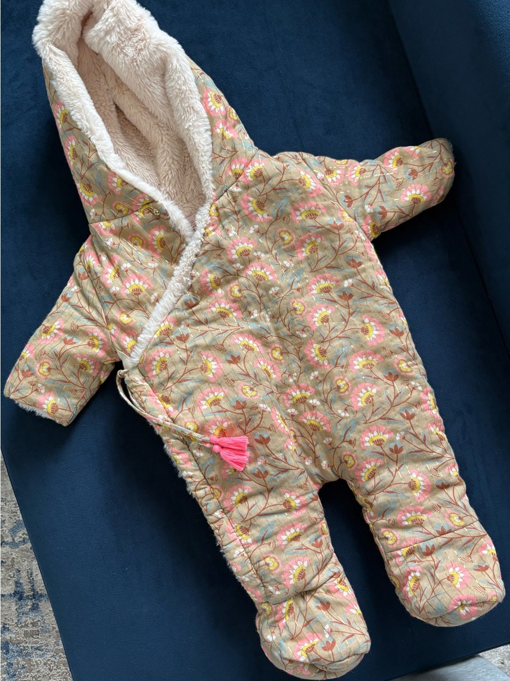 Louise Misha Floral Quilted Hooded Baby Snowsuit 3M